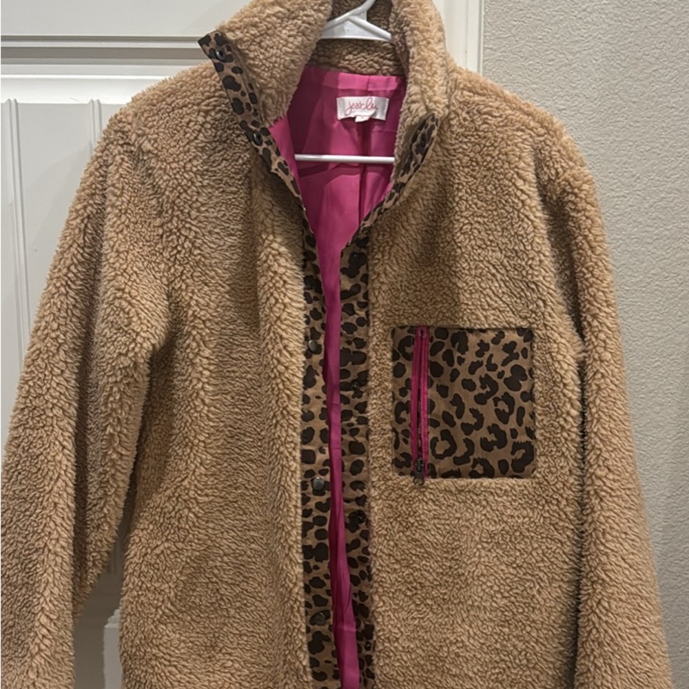 Brand new boutique style jacket pink with leopard detail